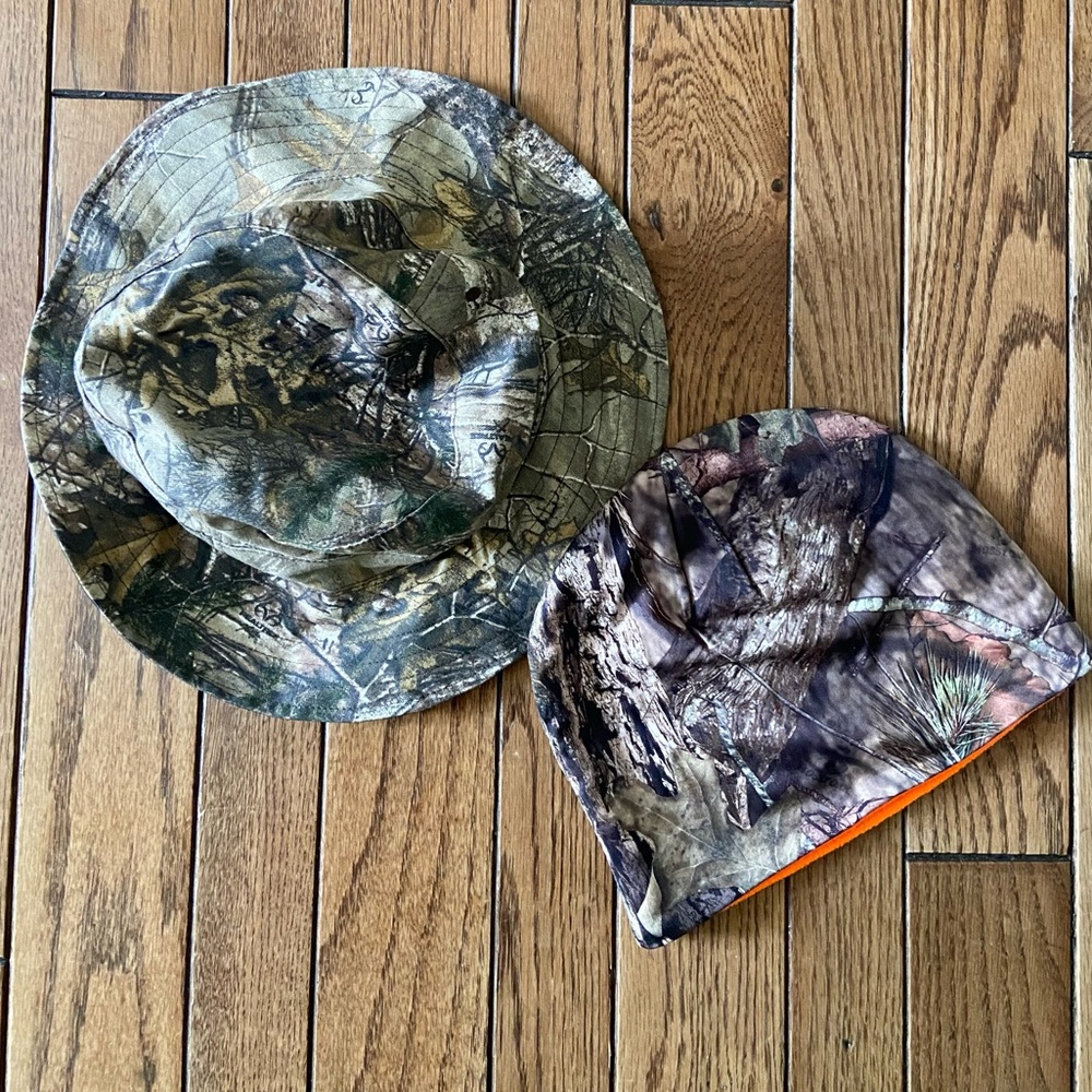 Camo Bucket Hat and Knit Beanie Set of 2